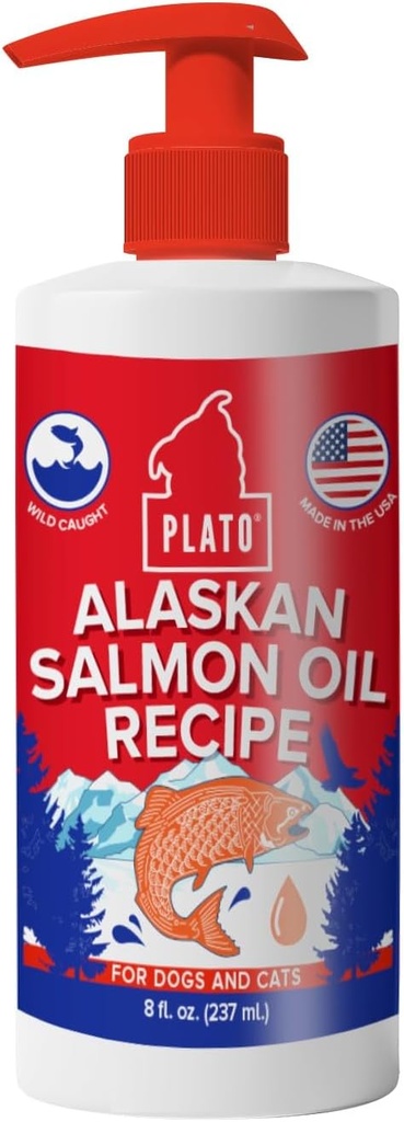 PLATO Wild Alaska Salmon Oil Kibble Topper - Boost Dog Τροφίμων με Ωμέγα 3 & 6 λιπαρά οξέα - Για υγιή δέρμα & παλτό - 8 ουγγιές