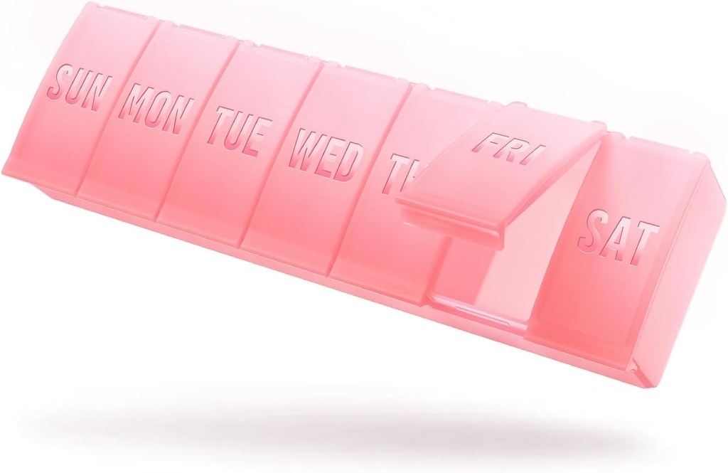 Barhon Μεγάλη Weekly Pill Organizer, Big Vitamin Organizer περίπτωση για 7 ημέρες, Travel Medicine Pill Box για να κρατήσει διάφορα συμπληρώματα και ιχθυέλαιο, Sakura ροζ