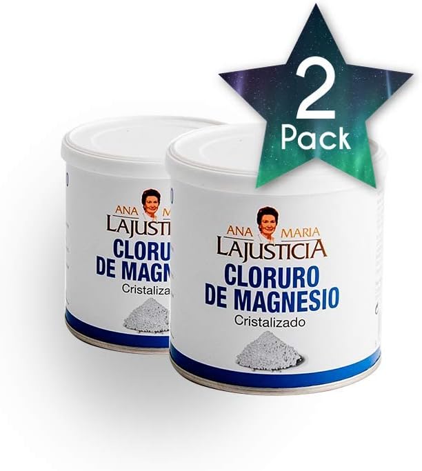 2 Pack Ana Maria LaJusticia Χλωριούχο μαγνήσιο 400g - Ιδανικό για τους ηλικιωμένους - Επαναφορτίστε την ενέργειά σας - Συμπλήρωμα - Ενίσχυση - Ενέργεια - Ισπανία
