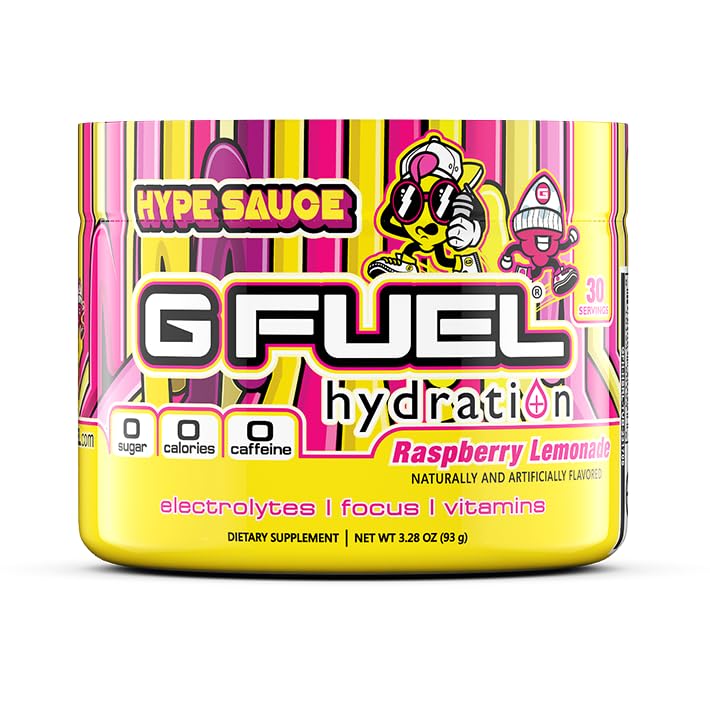 G Fuel Hype Sauce Supreme Hydration, Ηλεκτρολυτικό Μείγμα Σκόνης για την Ενέργεια & Εστίαση, Ζάχαρη και καφεΐνη Δωρεάν Συμπλήρωμα με Ουσιώδεις Βιταμίνες & Ορυκτά, Λεμονάδα Βατόμουρο Γεύση, 3.3 oz - 30 Σερβιέτες