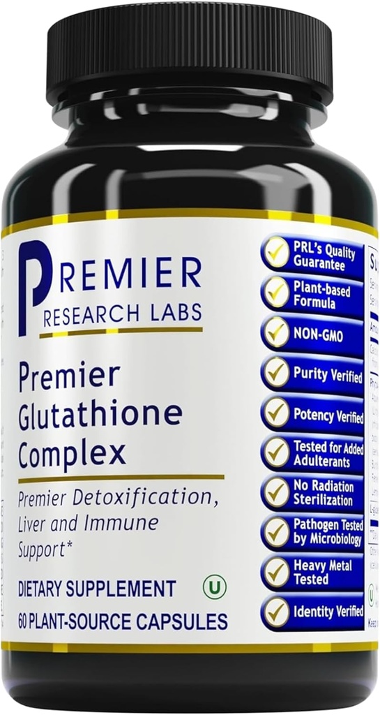 Premier Research Labs Glutathione Complex - Συσκευή στήριξης του ήπατος και του ανοσοποιητικού - Χάπια γλουταθειόνης για τη φυσική καθαριότητα του ήπατος - 60 κάψουλες χορτοφάγων