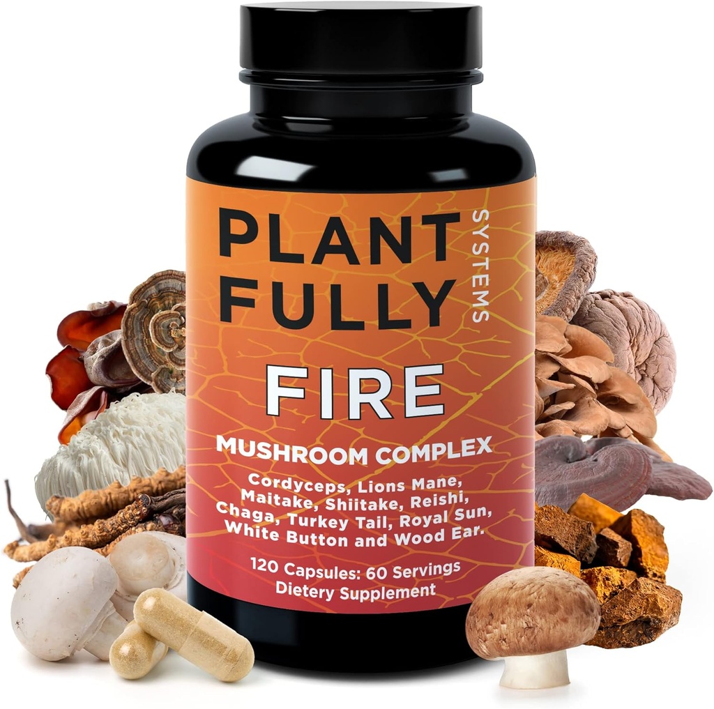10-σε-1 Mushroom Supplement – Lion’s Mane, Reishi, Cordyceps, Chaga, Turkey Tail, Maitake & Shiitake – Nootropic Complex for Brain Support, Memory, Focus & Energy – 120 Caps, Made in USA