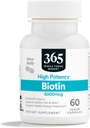 365 από Whole Foods Market, Biotin υψηλής ισχύος 5000mcg, Vegan, 60 Count