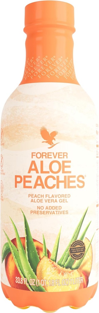 Forever Living - Αλόη Ροδάκινα, Αγνή Αλόη με Realάλ Peachάκινο Γεύσης, Υποστηρίζει την πέψη και το ανοσοποιητικό σύστημα, Vegan και χωρίς γλουτένη, 33,8 fl oz, 1 συσκευασία