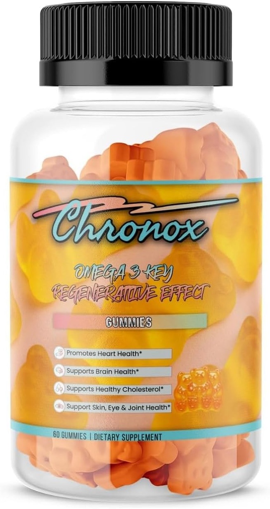 Chronox Orange Flavor Omega 3 Fish Oil Gummies for Adults - Delicious Chewable Omega 3 Supplement with Fish Oil - Χάπια Εναλλακτική και μη-GMO Gummies for Daily Health - (60 Count)