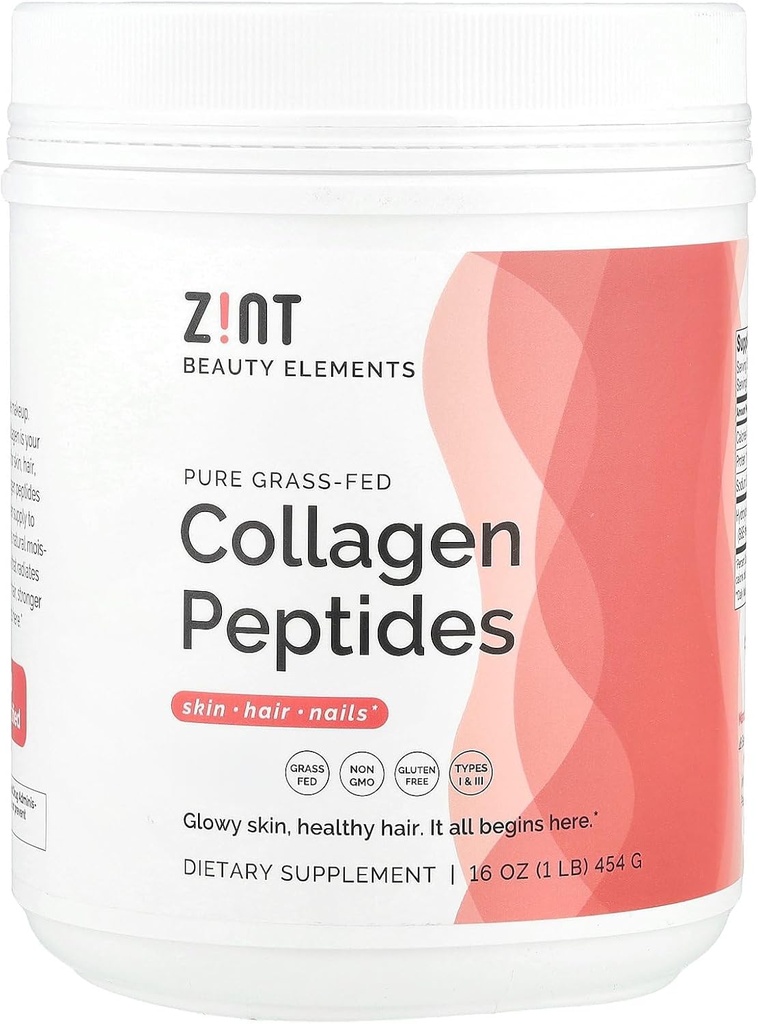 Zint Collagen Peptides Powder (16 Ounce): Anti Aging Hydrolyzed Collagen Protein Powder Beauty Supplement - Skin, Hair, Nails