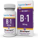 Superior Source B-1 100 mg - Συμπλήρωμα βιταμίνης Β Υποστηρίζει Υγιεινή Ενέργεια & Ανάπτυξη - Νευρικό & Πειθαρχικό Σύστημα Υποστήριξη Φόρμουλα με Thiamin - 100 Υπογλώσσια Δισκία Διάλυσης
