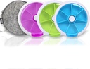 Περιπτώσεις χαπιών Weekly INVODA Pill Organizer 7 Day 3 Times Medicine Pill Dispenser Push Button Rotate Pill Planner with 7 Compartments (4PCS+Bag)