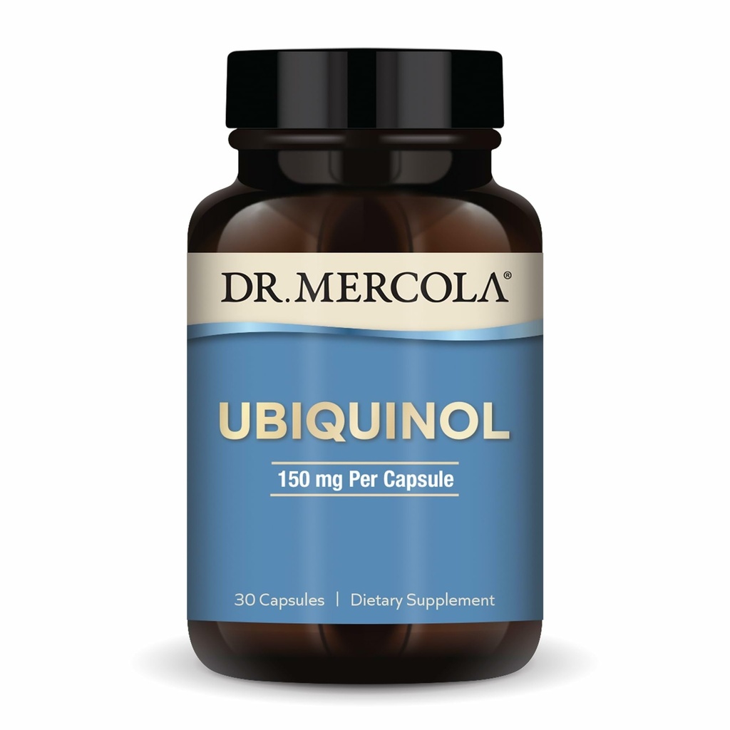 Dr. Mercola Ubiquinol 150 mg, 30 Σερβιέτες (30 κάψουλες), Συμπλήρωμα διατροφής, Υποστηρίζει την παραγωγή ενέργειας, μη ΓΤΟ