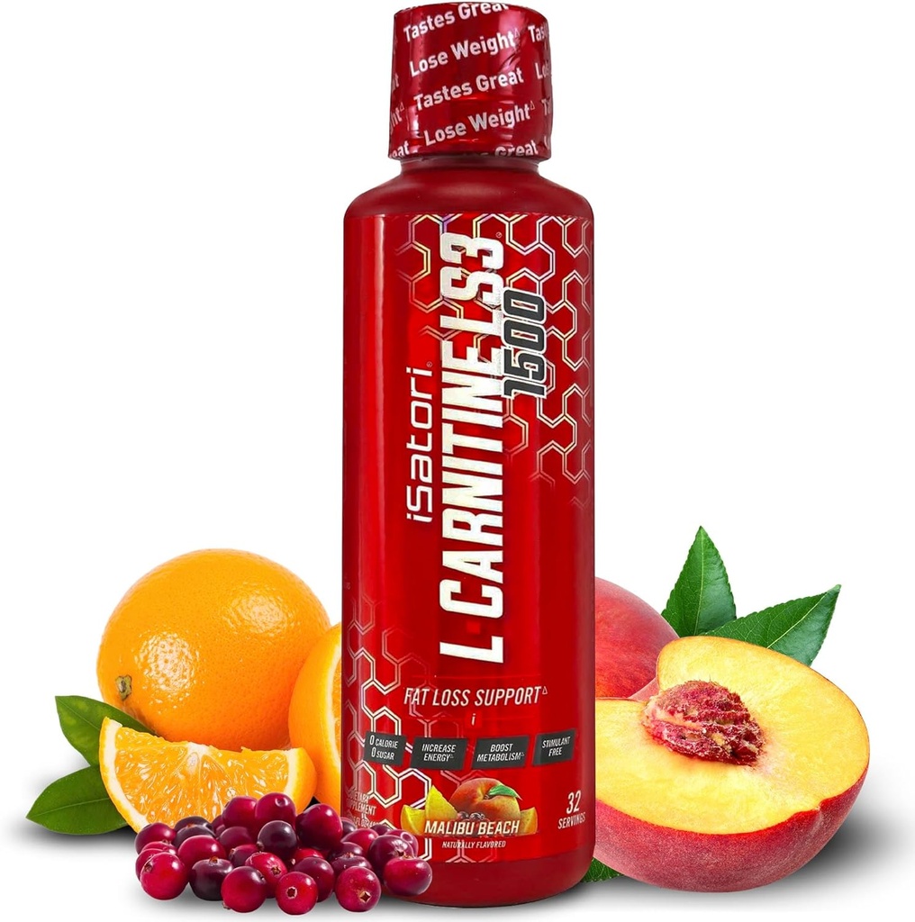 iSatori L-Καρνιτίνη LS3 1500, Τριπλό-Blend Liquid L Carnitine συμπλήρωμα, με Acetyl & Tartrate, διεγερτική ελεύθερη ενέργεια, χαμηλή θερμίδες, ζάχαρη ή γλουτένη, Κετο-φιλική, παραλία Μαλιμπού Γεύση (32 υπηρεσίες)