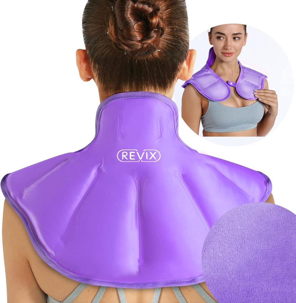 REVIX Shoulder Ice Pack Reusable Large Neck Shoulder Ice Pack Wrap for Upper Back Tiredness, Soothing Discomfort and Fatigue, Purple