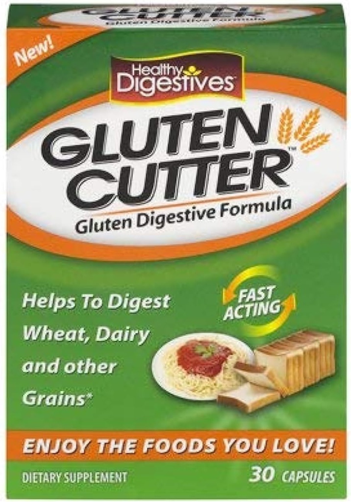 Healthy Digestives Glutten Cutter Enzyme Formula - Βοηθά στη βελτίωση των σωμάτων σας Gluten Digestion και να βοηθήσει στο σπάσιμο κάτω σιτάρι, γαλακτοκομικά και άλλα σιτηρά - 30 εξυπηρετούν, κάψουλες (πακέτο των 3) KC#CIE