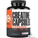 Κάψουλες Creatine, 5g Premium 3X ThreeAtine Preworkout Μαζική Μύες Κεραυνός, Υψηλή Απορρόφηση Εύκολο να λάβει Creatine Μονοϋδρικά Χάπια Εναλλακτική βέλτιστη απόδοση για άνδρες γυναίκες, 180 κάψουλες