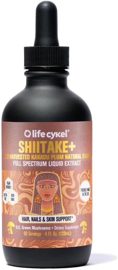 Lifecykel - Shiitake Mushroom Extract with Kakadu Plum - Advance Organic Mushroom Supplement for Hair, Nail and Skin - Ισχυρή Βιταμίνη C Ανοσοποιητική Ενίσχυση για Ενήλικες - 4 Fl Oz