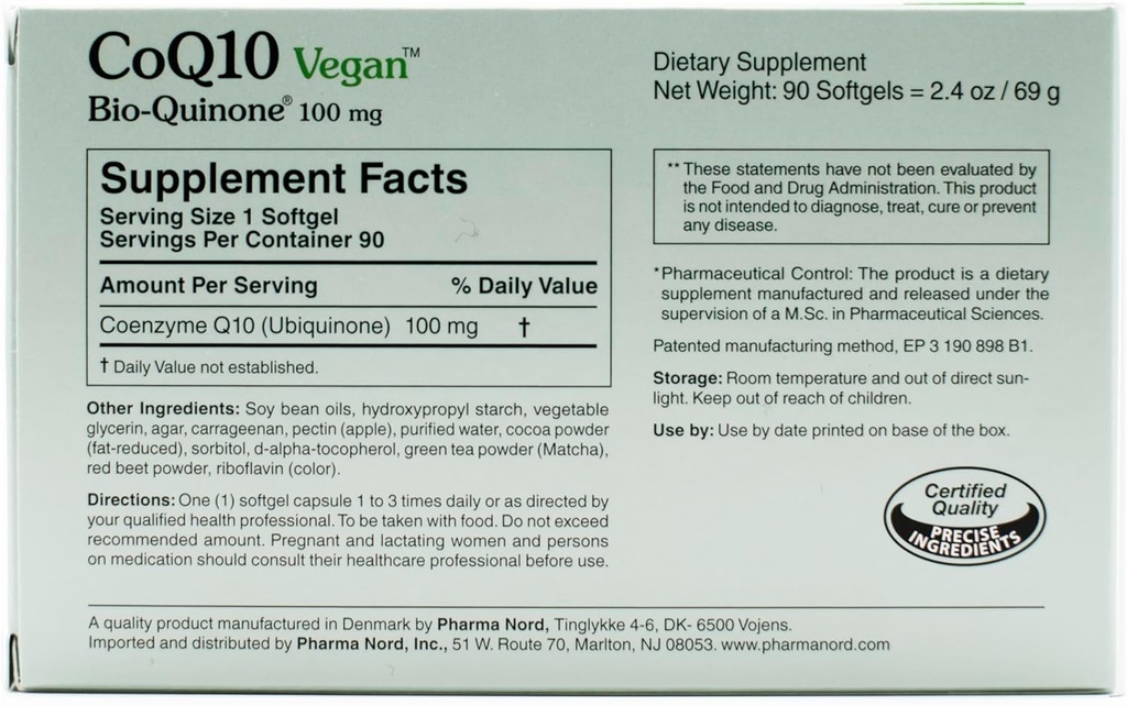 CoQ10 Vegan Bio-Qainone 100 mg, 180 Softgels 