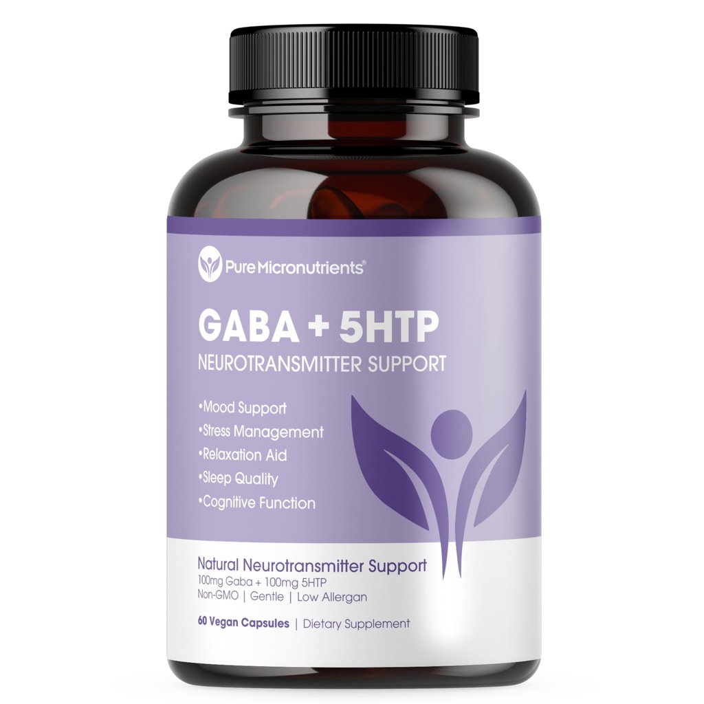 Αμιγής 5-HTP (5-υδροξυθρυπτοφάνη) Plus συμπλήρωμα GABA - για τον ύπνο, Mood & Strress Management - 60 Veggie Caps
