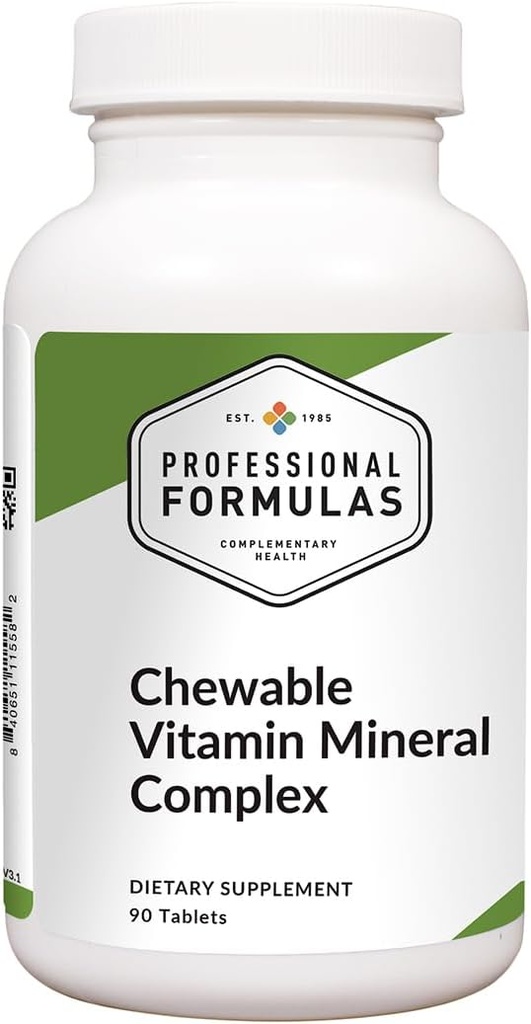 Professional Formulas Chewable Vitamin Mineral Complex – Essential vitamins & minerals in a great tasting honey flavored chewable tablet for use as a daily supplement* – Gluten Free, 90 tablets