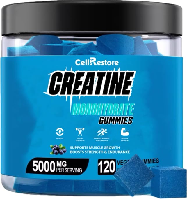 Creatine Monohydrate Gummies για Άνδρες & Γυναίκες-5g Creatine Monohydrate per Serving- Help Increase Strength and Build Mus, Sugar Free, Vegan, Blueberry Flavor, 120 Count