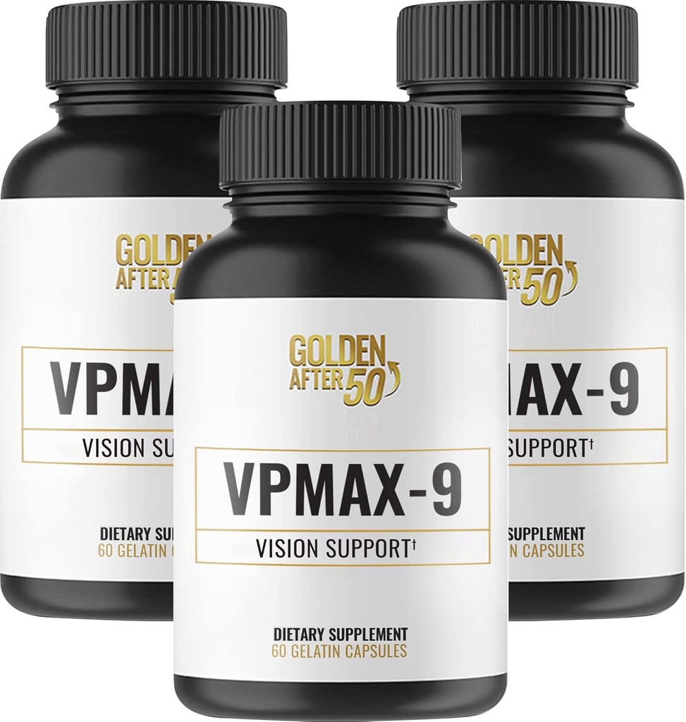 Golden After 50 VpMax-9 - Περιποίηση όρασης και αντιοξειδωτικό συμπλήρωμα με βιταμίνες ματιών, λουτεΐνη, λυκοπένιο και εκχύλισμα βατόμουρου - 3 μπουκάλια