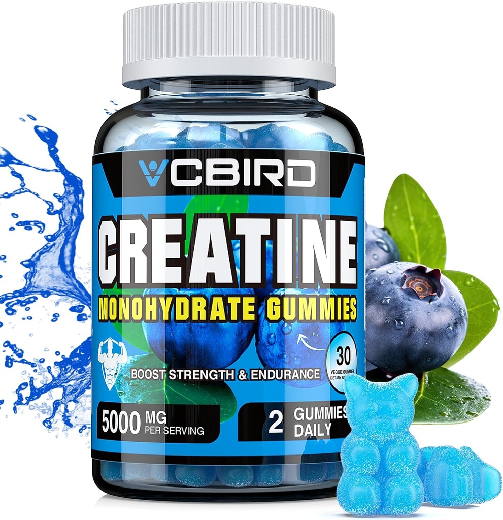Creatine Monohydrate 5g Per Serving, No Sugar Creatine Supplements Υποστήριξη για τη δύναμη, την απόδοση, την ενέργεια, την ανάκτηση, Gluten-free Creatine για γυναίκες και άνδρες, Blueberry Flavor (30 Gummies121)