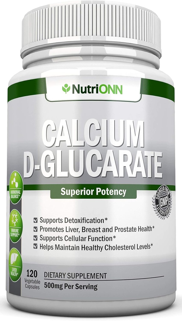 Ασβέστιο D-Glucarate - 500mg - 120 κάψουλες λαχανικών - Superior Potency to Support Cleansing Processes, Οιστρογόνο Μεταβολισμός & Ορμονική Ισορροπία - Βοηθά με Prostate, Breast & Colon Health