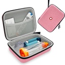 Hard Inhaler Spacer περίπτωση για παιδιά και ενήλικες, περίπτωση Asthma Inhaler με Mesh Pocket για την ιατρική και άλλα αξεσουάρ, ροζ (Bag Only)