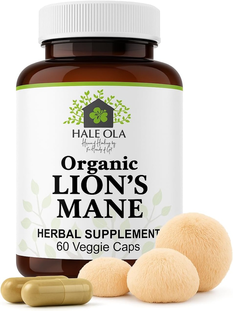 Κάψουλες Συμπληρωμάτων Λεοντών - Μη ΓΤΟ & Kosher Certified Lions Mane Mushroom Capsule for Cognative Function, Nerve Health, Brain Cell Growth, Better Focus & Memory - 60 Κάψουλες