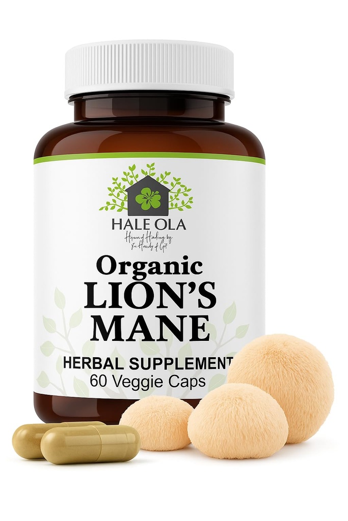Κάψουλες Συμπληρωμάτων Λεοντών - Μη ΓΤΟ & Kosher Certified Lions Mane Mushroom Capsule for Cognative Function, Nerve Health, Brain Cell Growth, Better Focus & Memory - 60 Κάψουλες