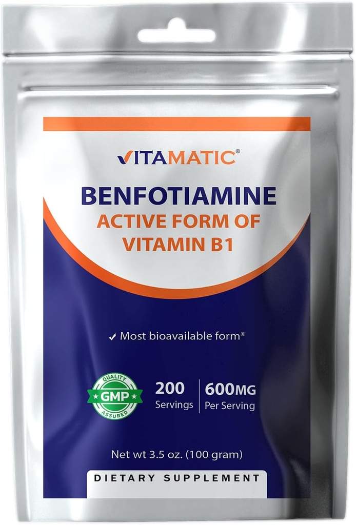 Vitamatic Benfotiamine Pure Powder 600 mg ανά Serving - 100 Grams - Επίσης ονομάζεται λίπος διαλυτή βιταμίνη Β1