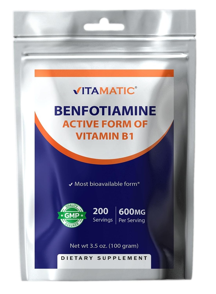 Vitamatic Benfotiamine Pure Powder 600 mg ανά Serving - 100 Grams - Επίσης ονομάζεται λίπος διαλυτή βιταμίνη Β1