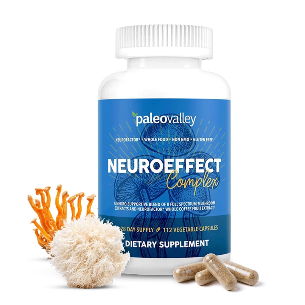 Paleovalley NeuroEffect - Neuro Mushroom καφέ συμπλήρωμα διατροφής για την εστίαση, τη μνήμη, και την ενεργειακή υποστήριξη - 28-Ημέρα προσφοράς - 8 πλήρους φάσματος Mushroom και πλήρη εκχυλίσματα φρούτων καφέ