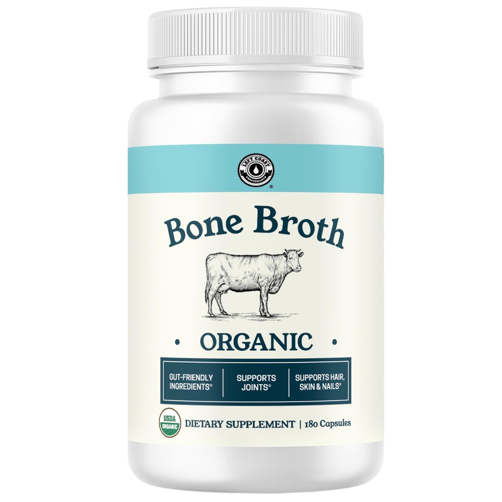 Grass-Fed Broth Κάψουλες με κολλαγόνο από οργανική σκόνη βρόχων οστών. Συμπλήρωμα κολλαγόνου για νύχια, μαλλιά, αρθρώσεις και Digestive Health* Υποστήριξη. Φιλικά συστατικά εντέρου, 180 κάψουλες