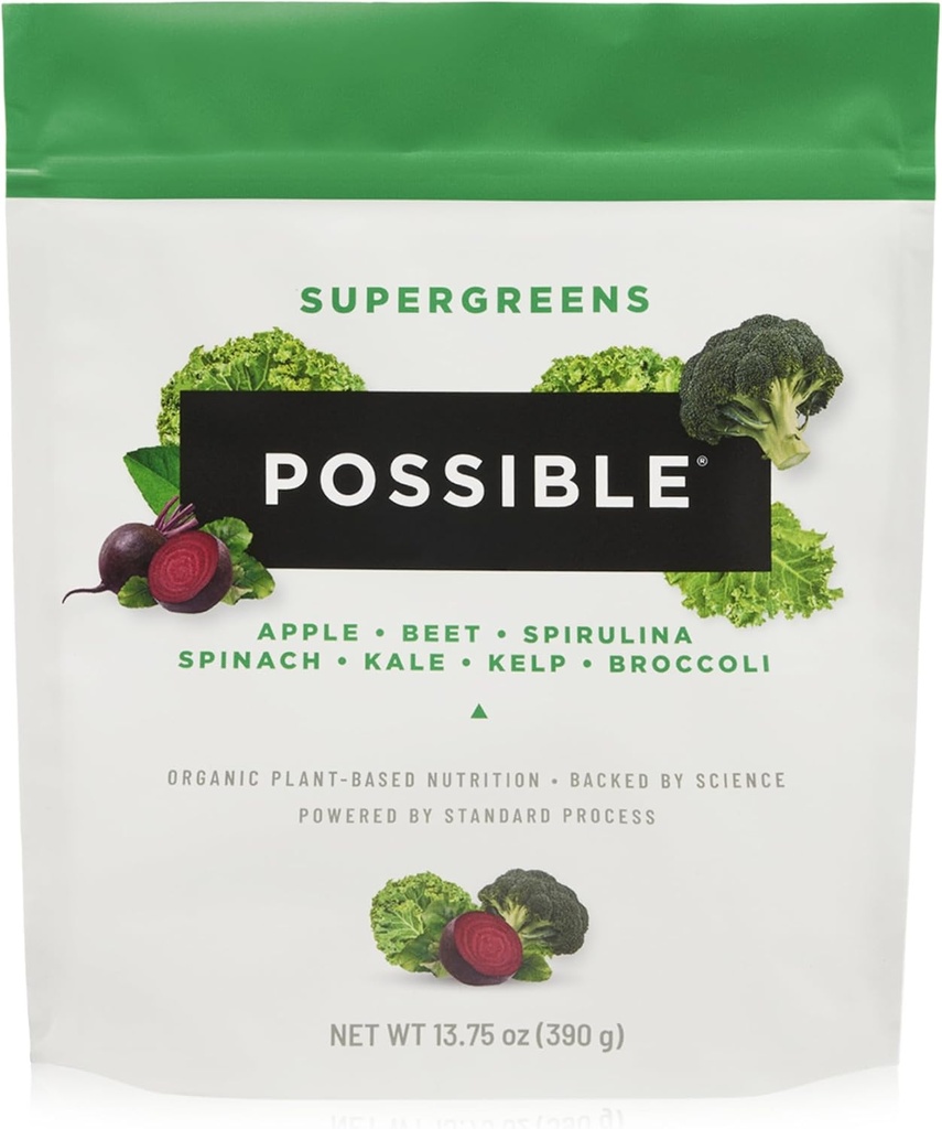SuperGreens - Superfoods Powder Mix με 23 ολόκληρα συστατικά τροφίμων - Vegan, Organic, Plant-based Wellness - Χωρίς γλουτένη, USDA Organic - Clean Label - 1 Τσάντα, 30 Services