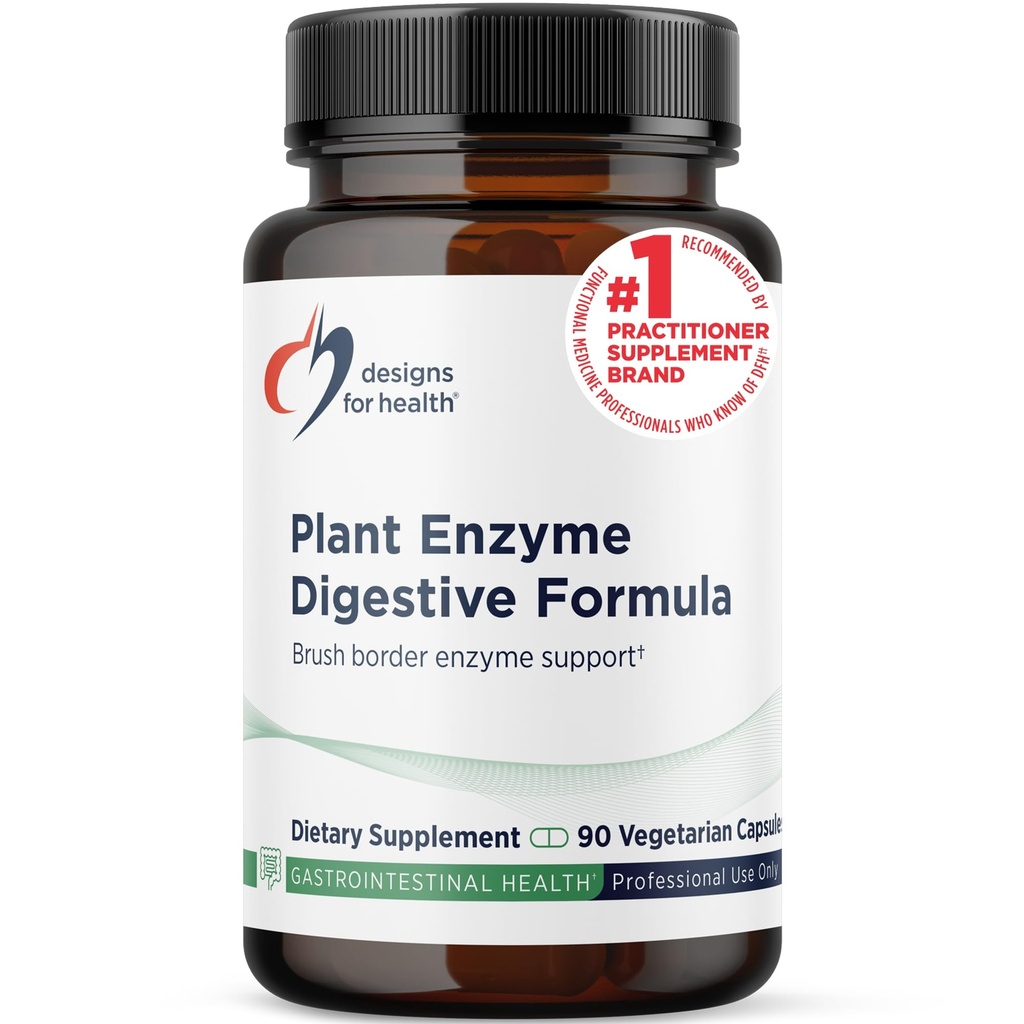 Designs for Health Plant Enzyme Digestive Formula - Συμπλήρωμα χορτοφαγικών ενζύμων - Υποστήριξη κόκκων με Hemicellulase, Protease + More - Μπορεί να υποστηρίξει περιστασιακό αέριο + Bloating (90 κάψουλες)