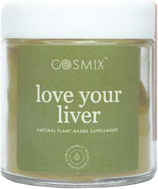 cosmix Love Your Liver, Detoxification of Liver & Kidney, Purifies Blood, Reduce Inflamation, Bhumi Amalaki, Milk Thistle, Turmeric, 60G - Makes Upto 40 Servings, Plant-Based Superfood Blend