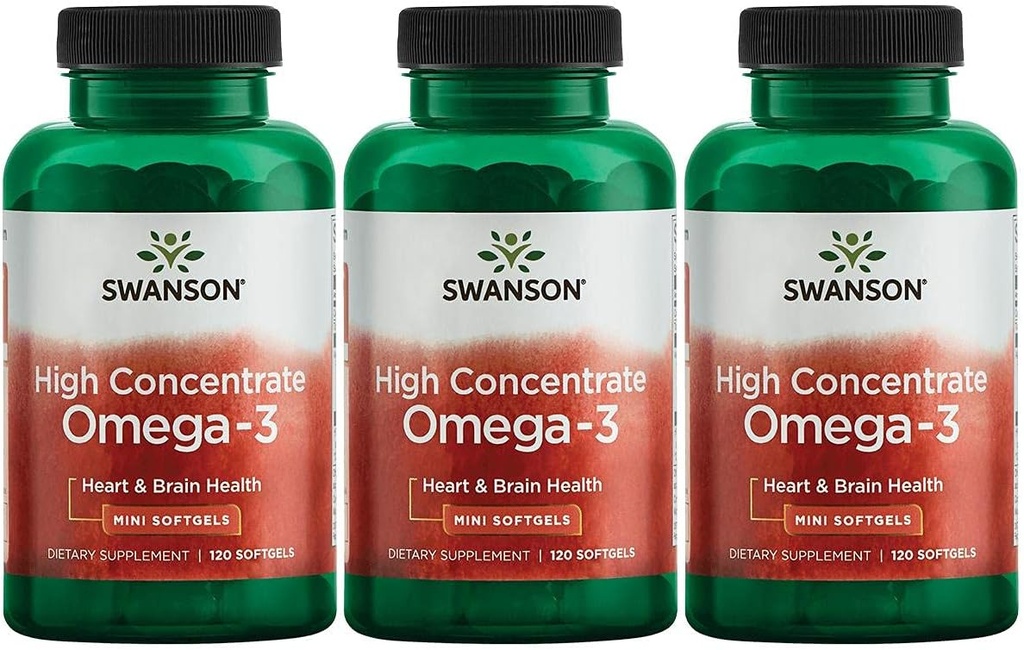 Swanson υψηλής πυκνότητας Omega-3 ιχθυέλαιο - Απαραίτητα λιπαρά οξέα - (120 Softgels, 680mg έκαστο) 3 Συσκευασία