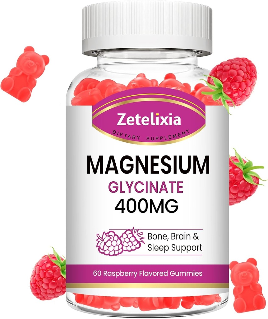 Γλυκινικό μαγνήσιο Glycinate Gummies, Υψηλή Απορρόφηση Συμπληρώματα Γλυκαντικού Μαγνησίου για χαλάρωση, Ζάχαρη δωρεάν μάσημα για ενήλικες & παιδιά, Βατόμουρο Γεύση 60 κοχ