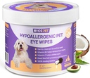 HICC PET Eyes Wipes for Dogs & Cats, Vet-Recommended Dog Eye Infection Treatment, Gently Remove Tear Stain, Debris, Discharge - Hypoallergenic Pet Eye Wash Cleaner for Eyes, Wrinkle, Face - 100pcs
