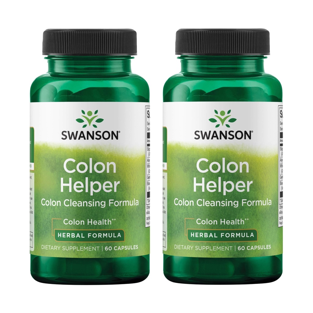 Swanson Colon Helper - Προωθεί Digestive Υγεία Χρησιμοποιώντας Vervain, Goldenseal Root, Slippery Elm Bark & More - Βότανο συμπλήρωμα Βοηθώντας Υγιεινές Αποβολές - (60 κάψουλες) (2 Pack)