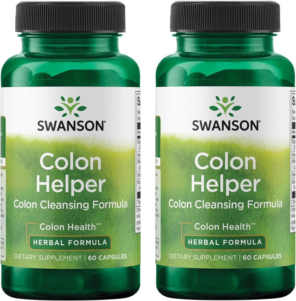 Swanson Colon Helper - Προωθεί Digestive Υγεία Χρησιμοποιώντας Vervain, Goldenseal Root, Slippery Elm Bark & More - Βότανο συμπλήρωμα Βοηθώντας Υγιεινές Αποβολές - (60 κάψουλες) (2 Pack)
