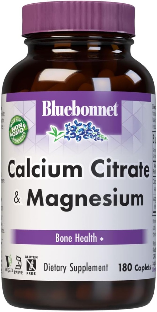 BlueBonnet Calcium Plus Magnesium Caplets, 180 Count