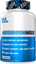 Evlution Vegan Organic Mushroom Supplement Κάψουλες - Organic Lions Mane Mushroom Caps με Cordyceps και Reishi Blend - Nootropics Brain Support Supplement for Focus and Energy - 30 Services