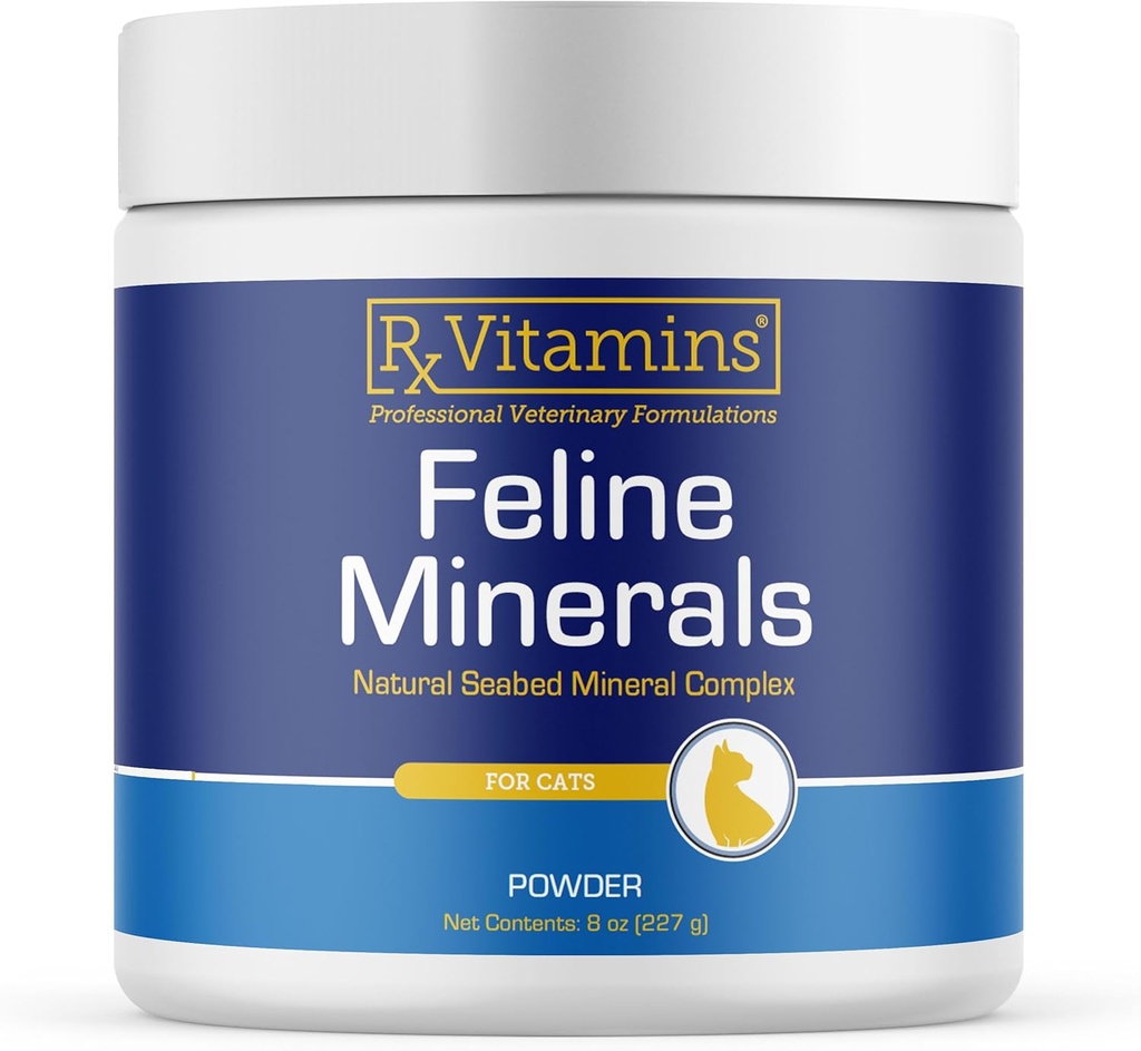 Rx Vitamins Feline Minerals - Ταυρίνη για την υγεία της καρδιάς της γάτας - Ασβέστιο για το κοινό συμπλήρωμα - Ανοσοποιητική υποστήριξη για γάτες με μαγνήσιο & κάλιο - Συμπλήρωμα δέρματος και παλτό - 8oz