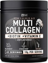 Premium Multi Collagen Peptides Protein Powder (1, 2, 3, 5 & 10) με Βιταμίνη C, Βιοτίνη, Υαλουρονικό Οξύ, για δέρμα μαλλιών και νύχια - Marine, Βοοειδή, Κοτόπουλο & Κοτόπουλο Κοτόπουλο (Unfraved, 45 Servings)