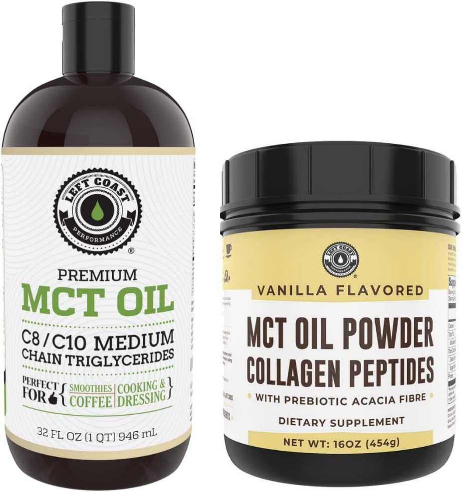 Left Coast Performance 32oz Premium MCT Oil και 16oz Vanilla MCT + σκόνη κολλαγόνου