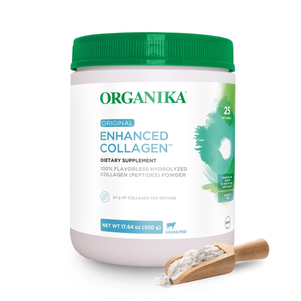 Organika Enhanced Hydrolyzed Collagen Peptides Σκόνη: Εύκολη Απορρόφηση Άγευστη σκόνη κολλαγόνου για το δέρμα, τα μαλλιά, νύχια, αρθρώσεις, μύες, & κόκκαλα - Keto, GMO-free, Grass-Fed - 25 ημέρες προσφοράς - 18 oz