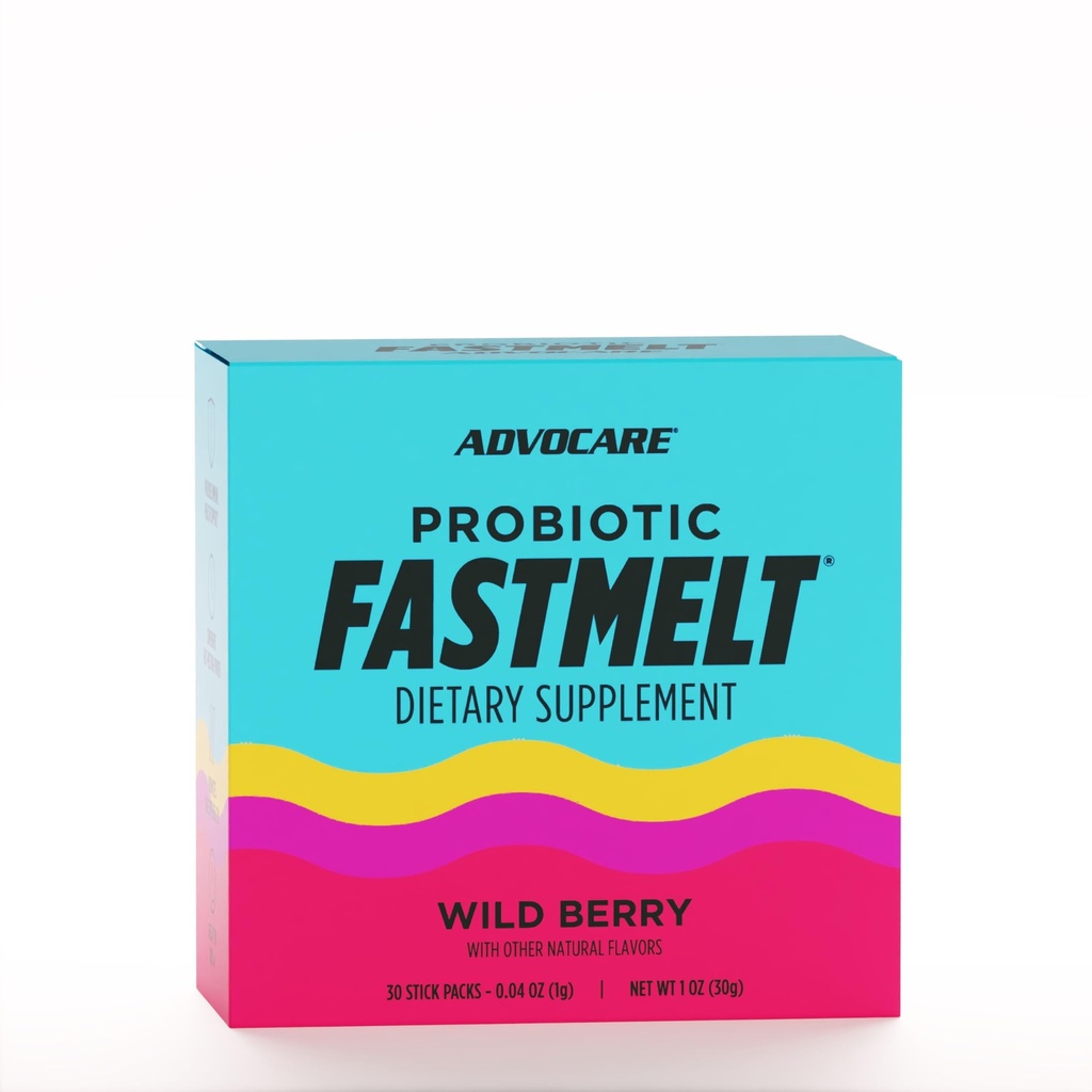 AdvoCare Probiotic Fastmelt - Premium συμπλήρωμα διατροφής για το έντερο, ανοσοποιητικό σύστημα και την υποστήριξη της υγείας της καρδιάς* - Wild Berry, 30 Stick συσκευασίες