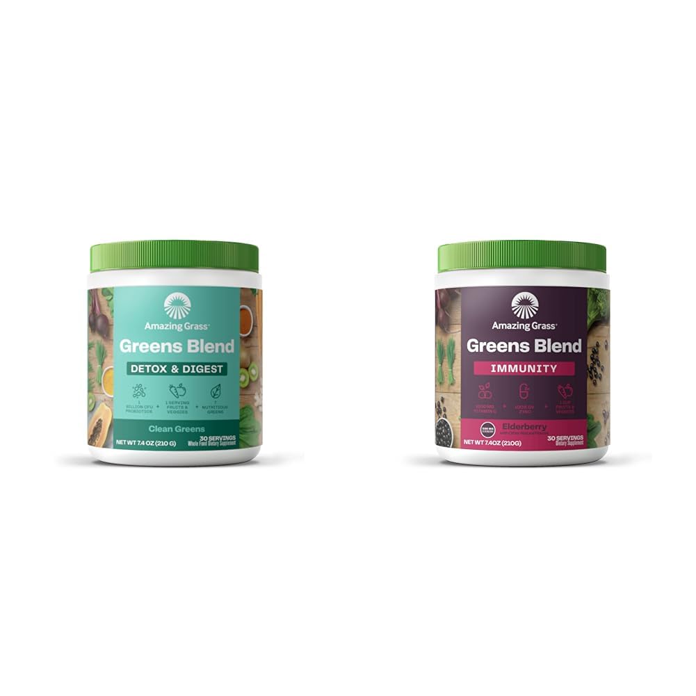Amazing Grass Greens Blend Detox & Digest: Smoothie Mix, Καθαρίστε με Super Greens Powder & Greens Blend Superfood για ανοσοποιητική υποστήριξη: Super Greens Powder Smoothie