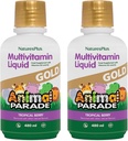 NaturesPlus Ζωική Παρέλαση Χρυσό Παιδική Υγρή Πολυβιταμίνη - 16 fl oz, Συσκευασία των 2 - Φυσικό Τροπικό άρωμα μούρου - Χωρίς γλουτένη, Vegan - 64 Σύνολο Υπηρεσίες