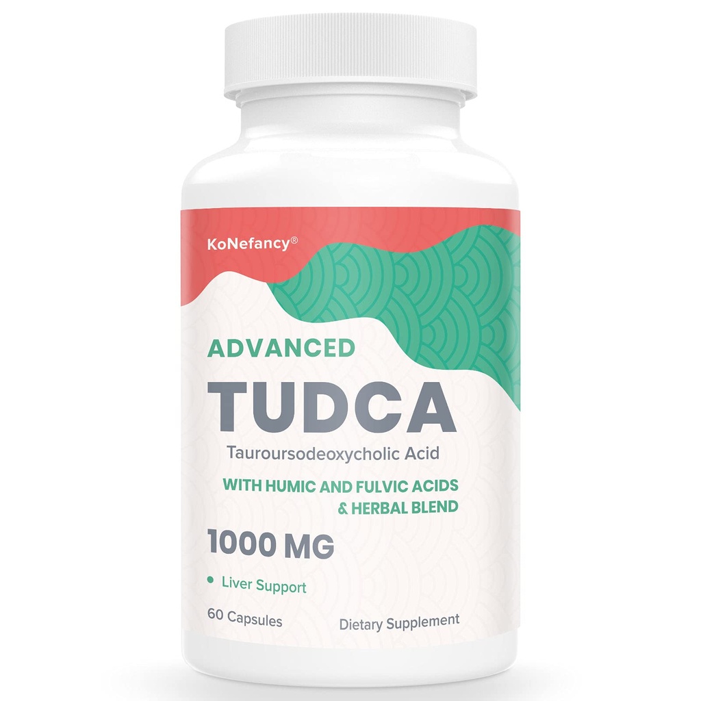 Συμπληρώματα ήπατος KoNefancy TUDCA 1000 mg- Άλατα χολής για το συκώτι Detox-Milk Thittle Φυτική ανάμειξη με Fulvic και Humic Acid για το συκώτι, δυσπεψία, 60 κάψουλες Vegan